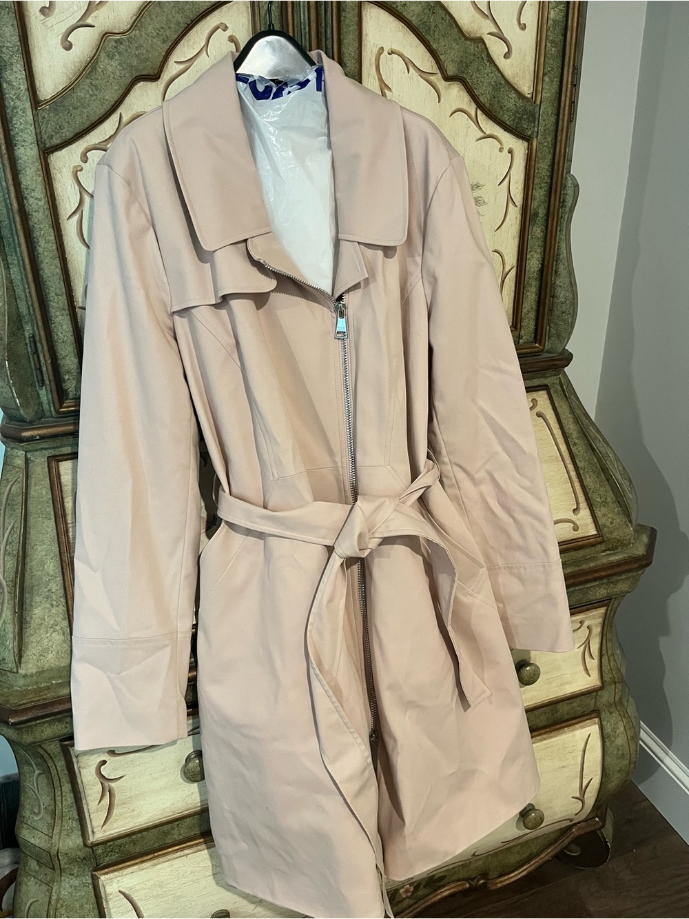 Karl Lagerfeld Blush Trench Coat with Belt